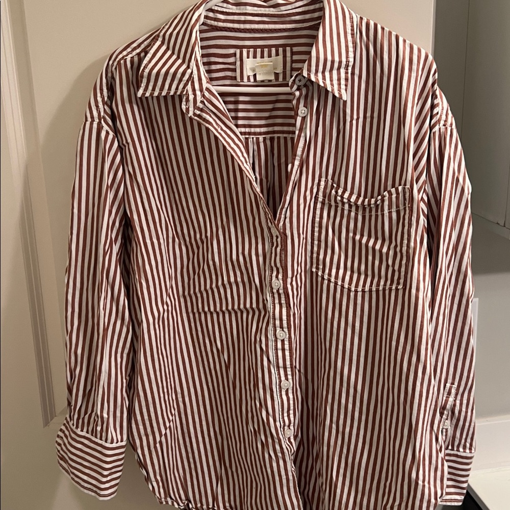 Maeve Pink Button Down Shirt